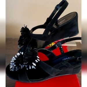 Vaneli 'Laycie' Wedge Sandal, Black Suede,  Size 9 M